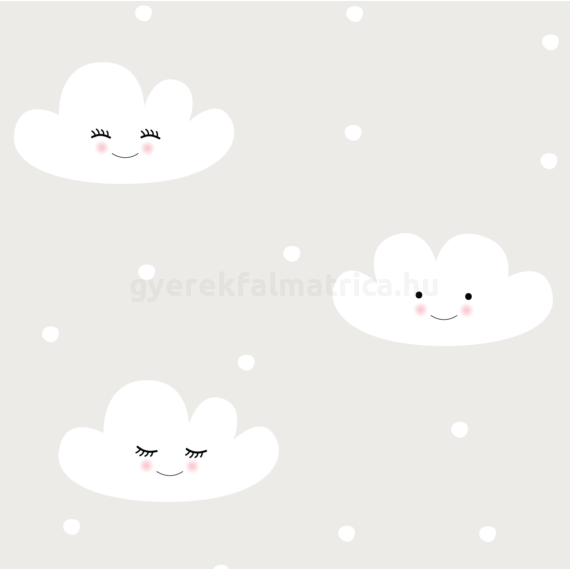 Mosolygó felhő falmatrica - fehér